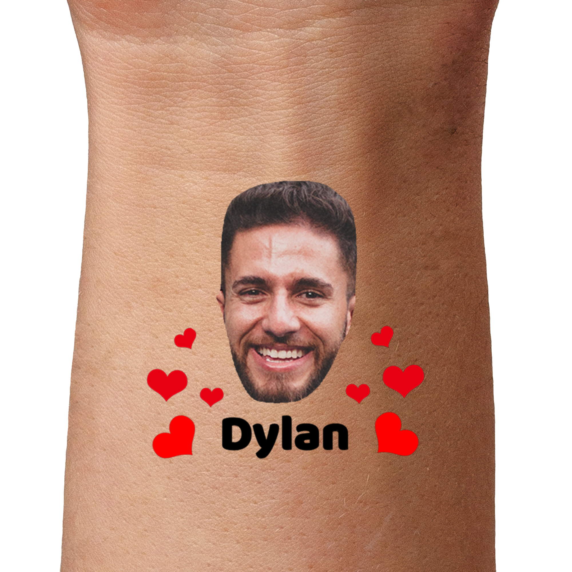Custom Face Temporary Tattoo – Red Hearts Edition temporary tattoos by TattoIt.co.uk