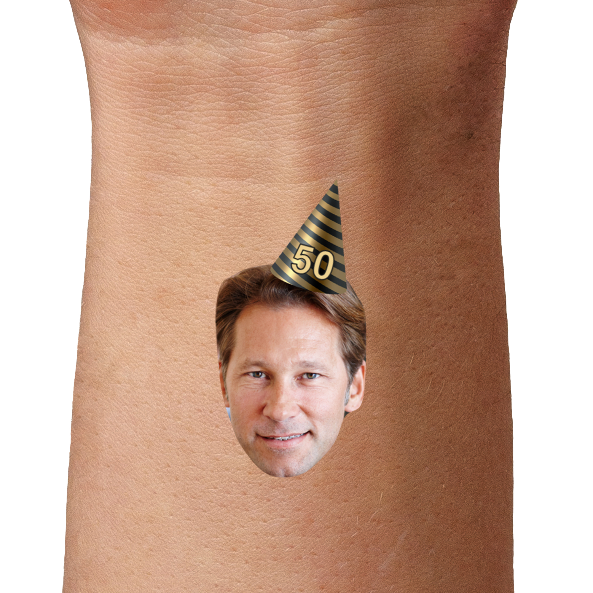 Birthday Party Hat Tattoos Black & Gold stripes temporary tattoos by TattoIt.co.uk