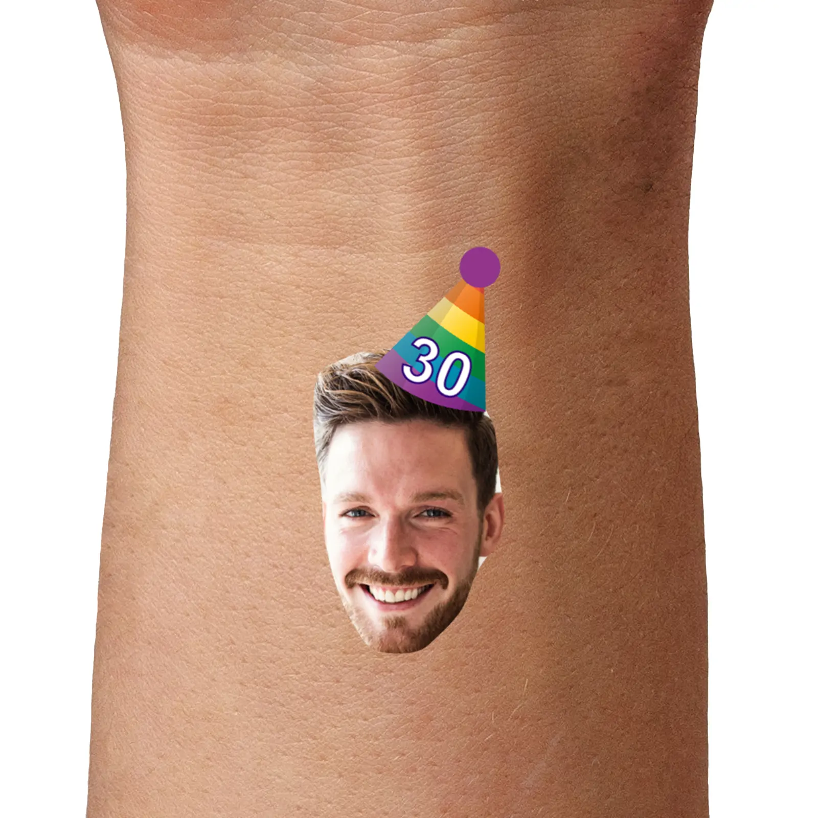 Birthday Face Temporary Tattoo with Rainbow Party Hat temporary tattoos by TattoIt.co.uk
