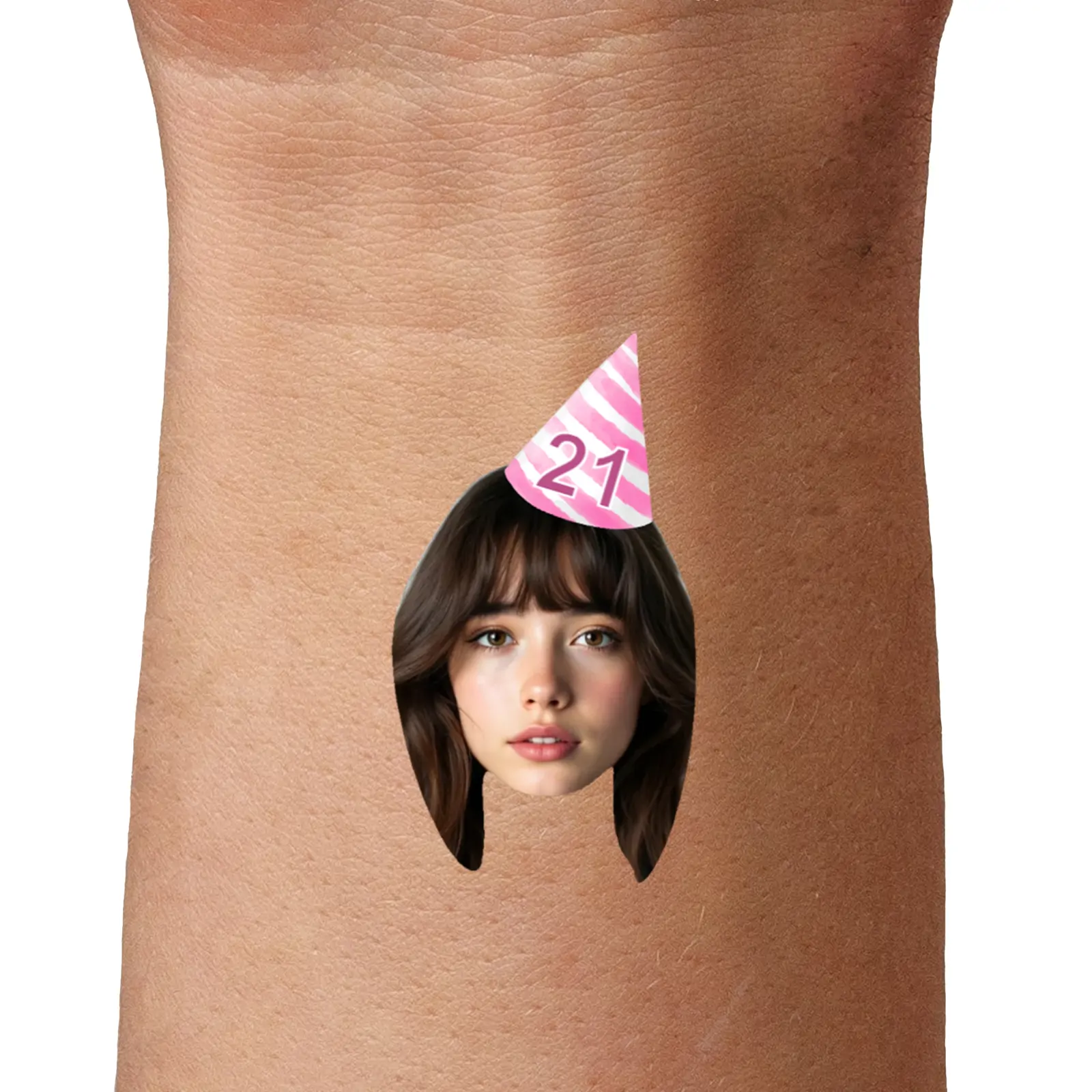 Pink And white stripes hat temporary tattoos by TattoIt.co.uk