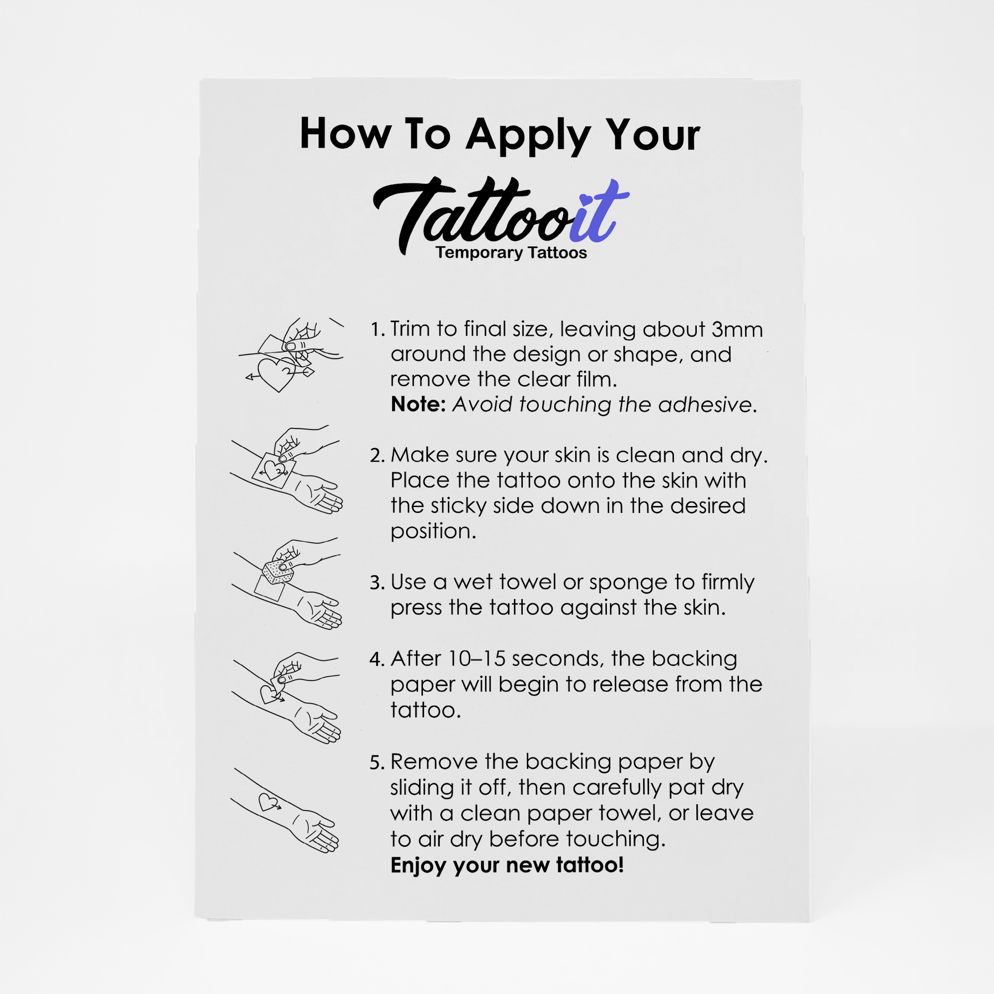 Instruction Display Stand temporary tattoos by TattoIt.co.uk