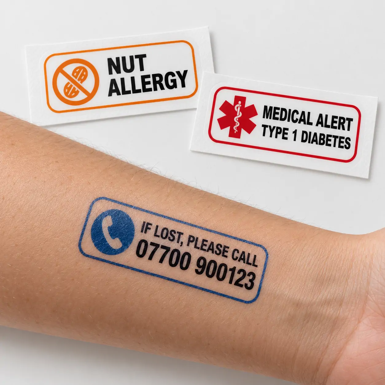 Safety & Medical Alert Tattoos temporary tattoos