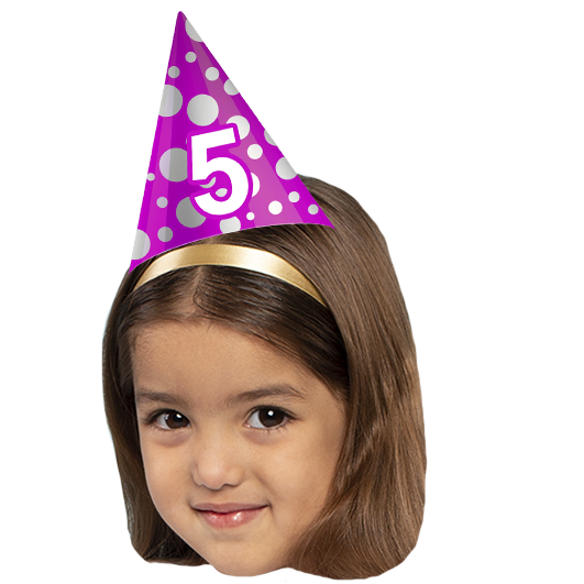 A picture of a birthday girl wearing a 5 party as a birthday party temporary tattoo