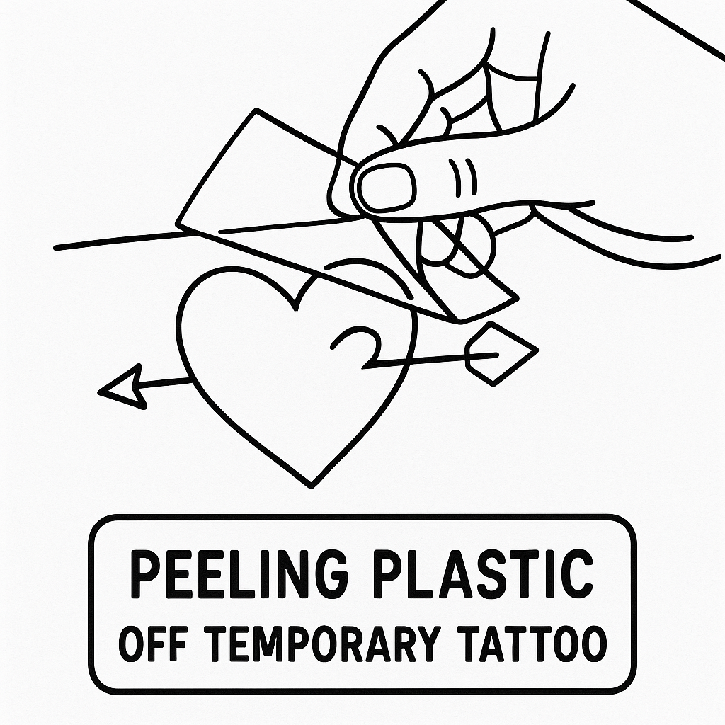 Peeling the protective film from a TattooIt temporary tattoo