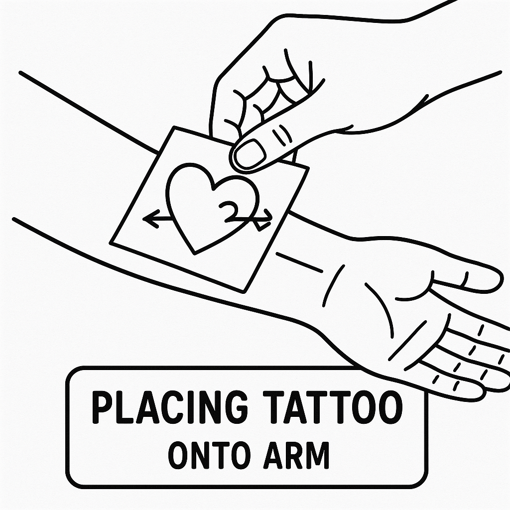 Placing the tattoo sticky-side down on clean skin