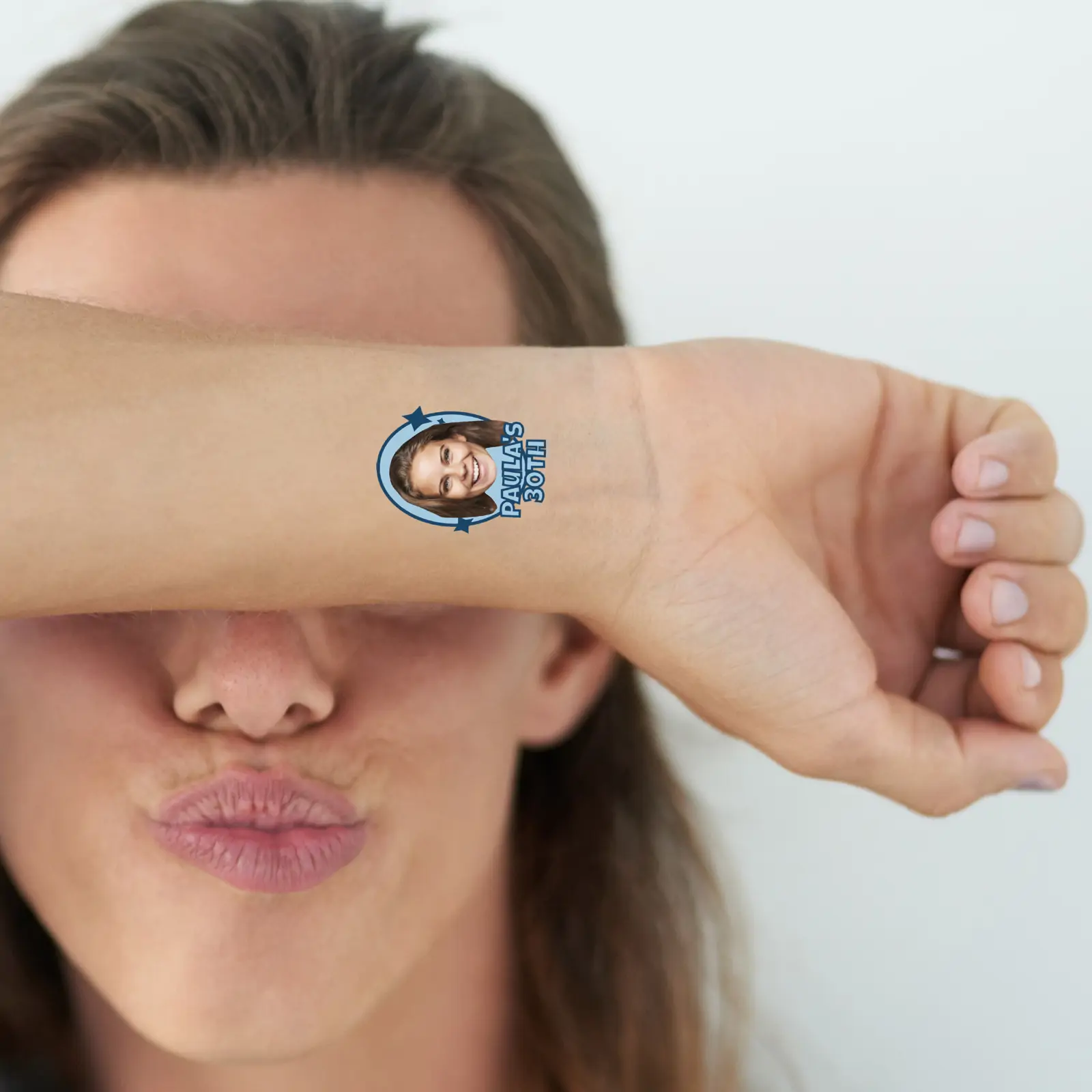 Retro Blue Birthday Temporary Tattoo temporary tattoo