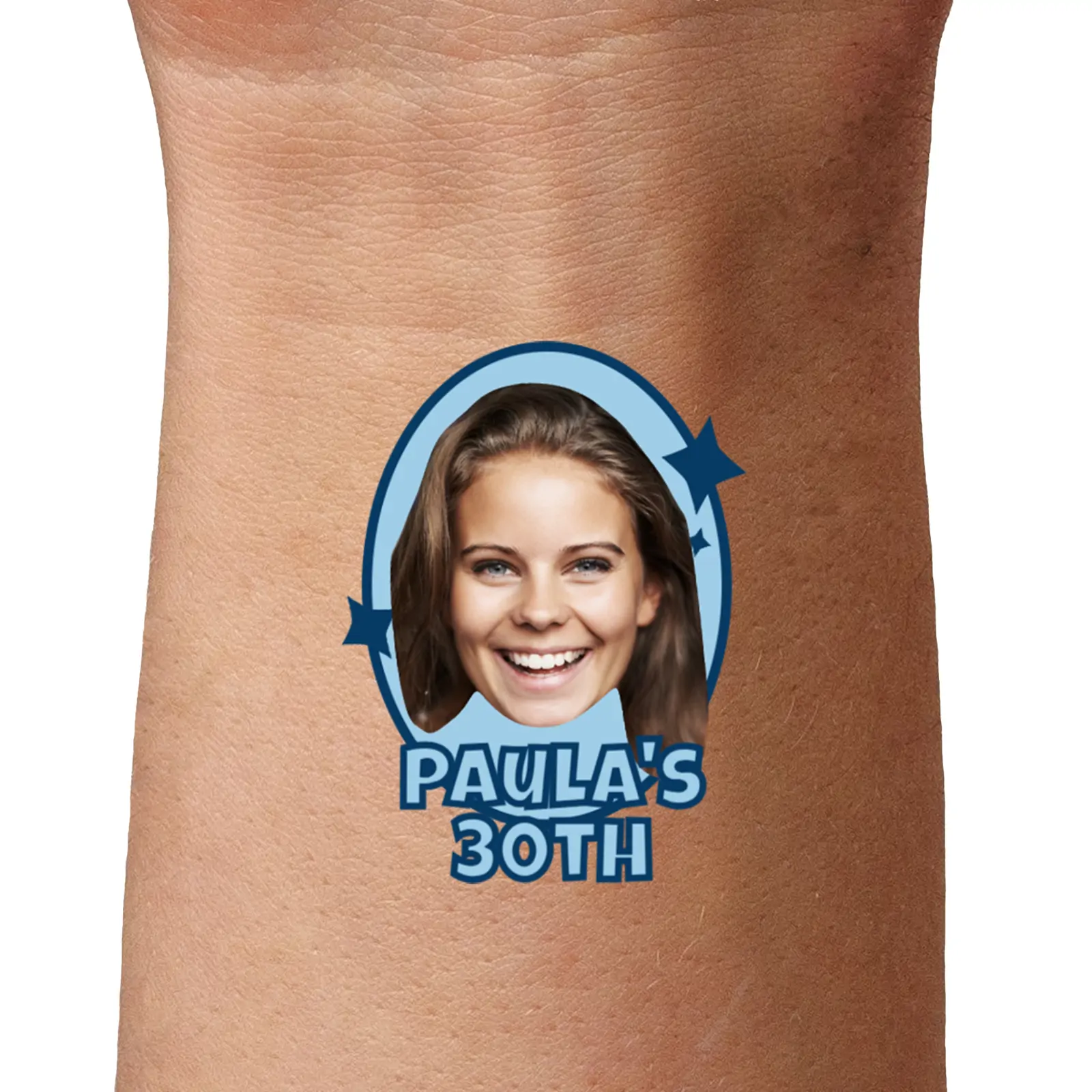 Retro Blue Birthday Temporary Tattoo temporary tattoo