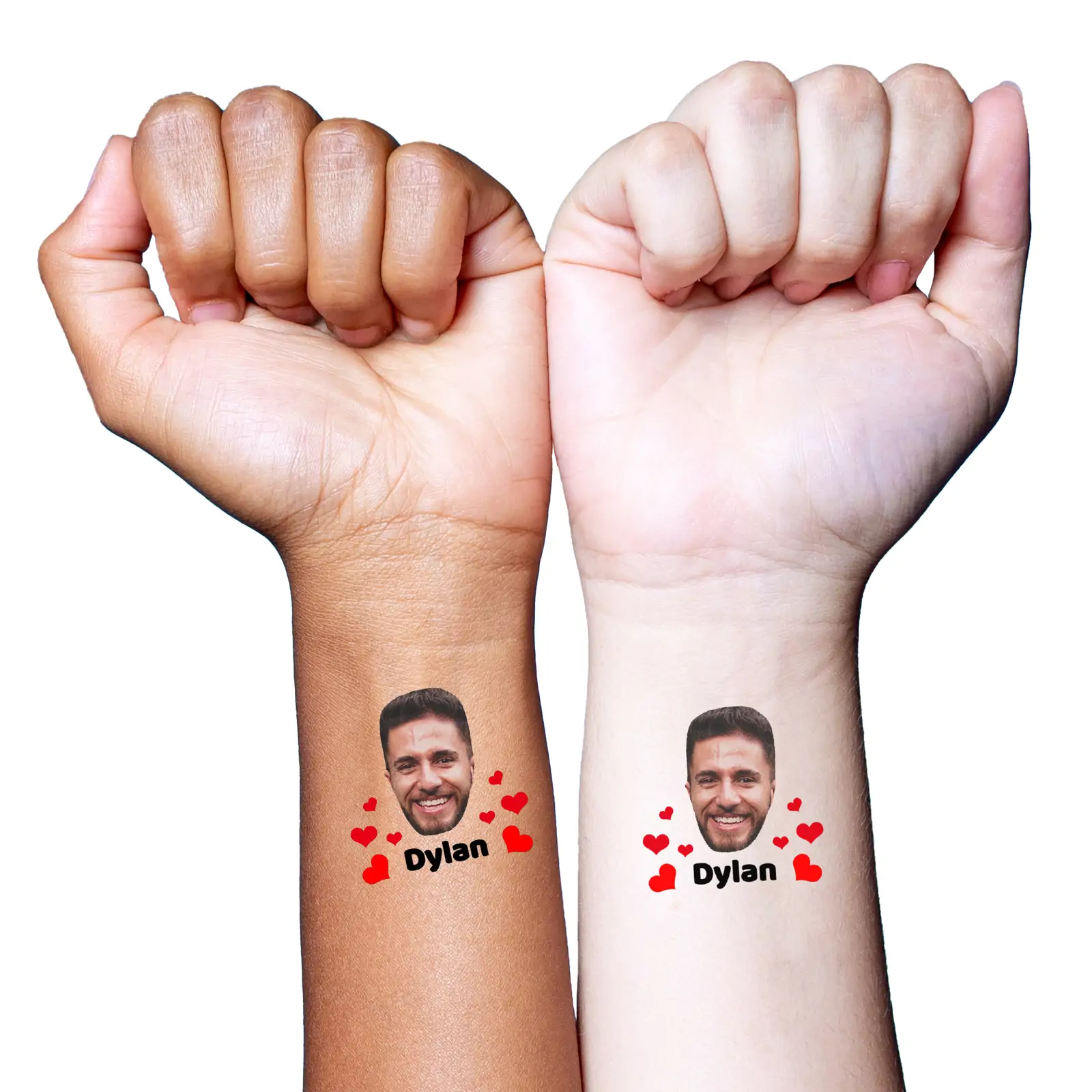 Custom Face Temporary Tattoo – Red Hearts Edition temporary tattoo