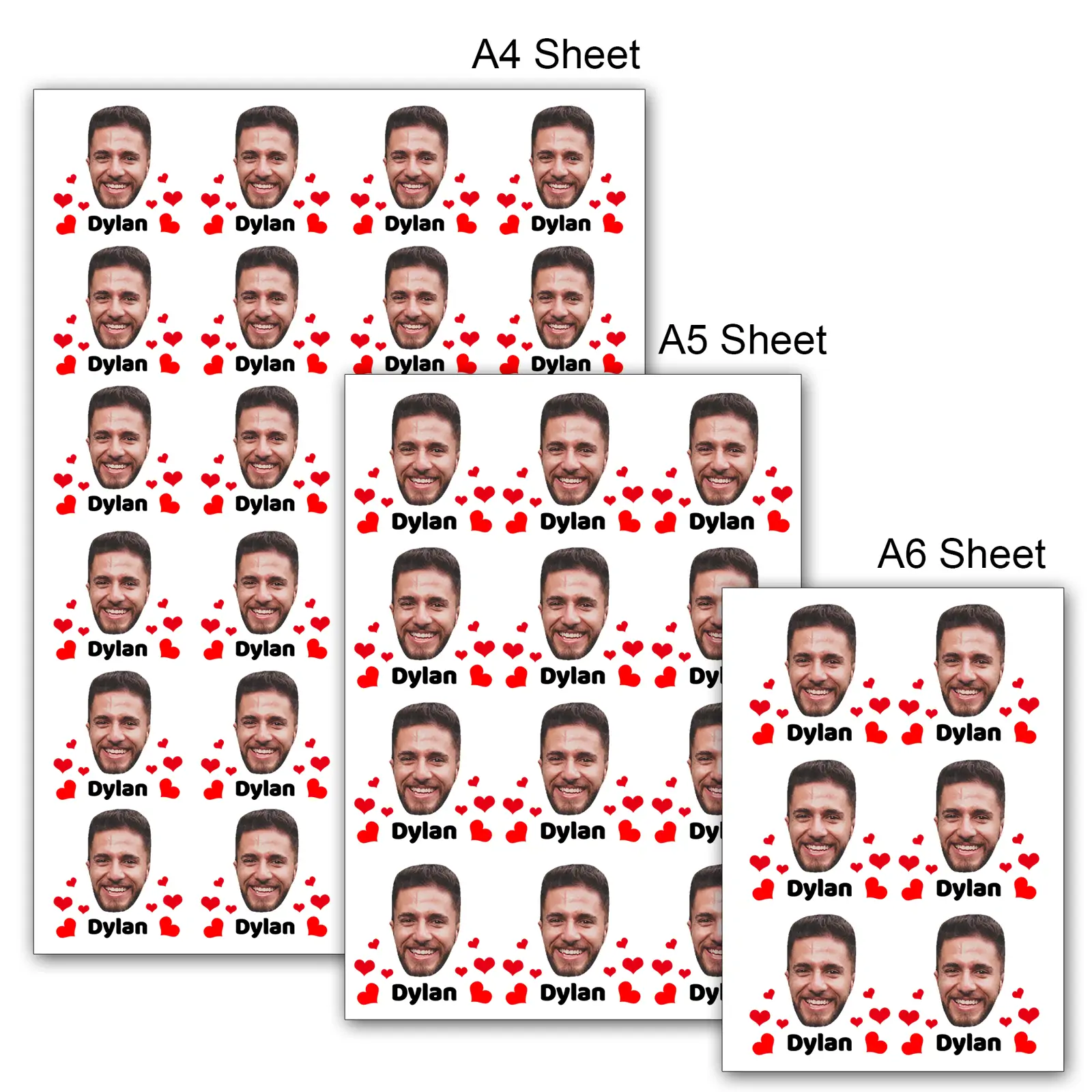 Custom Face Temporary Tattoo – Red Hearts Edition temporary tattoo