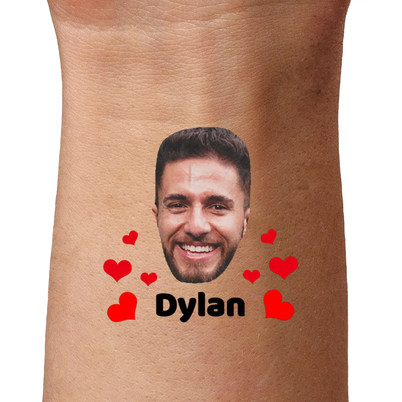 Custom Face Temporary Tattoo – Red Hearts Edition temporary tattoo