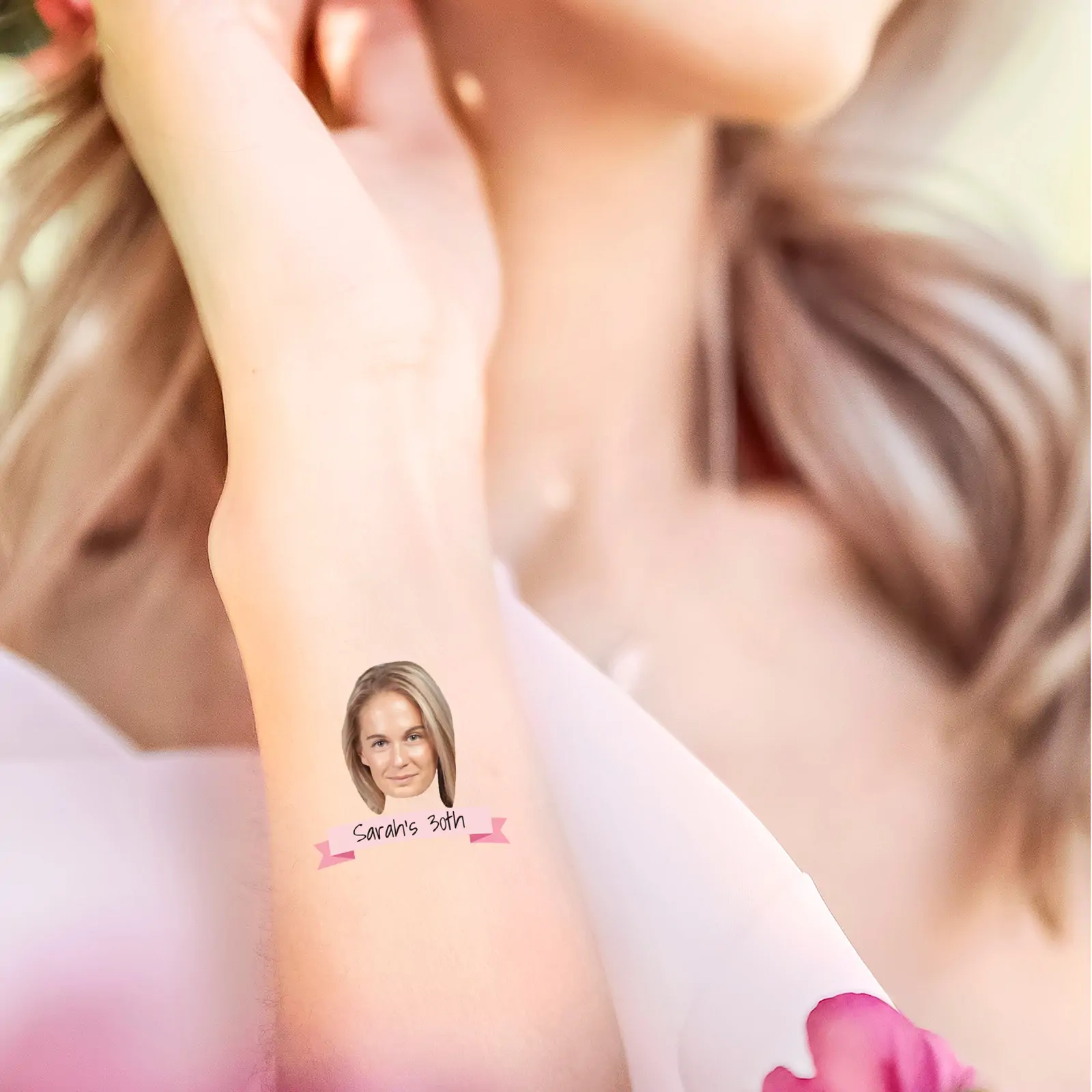 Pink Ribbon Birthday Temporary Tattoo temporary tattoo