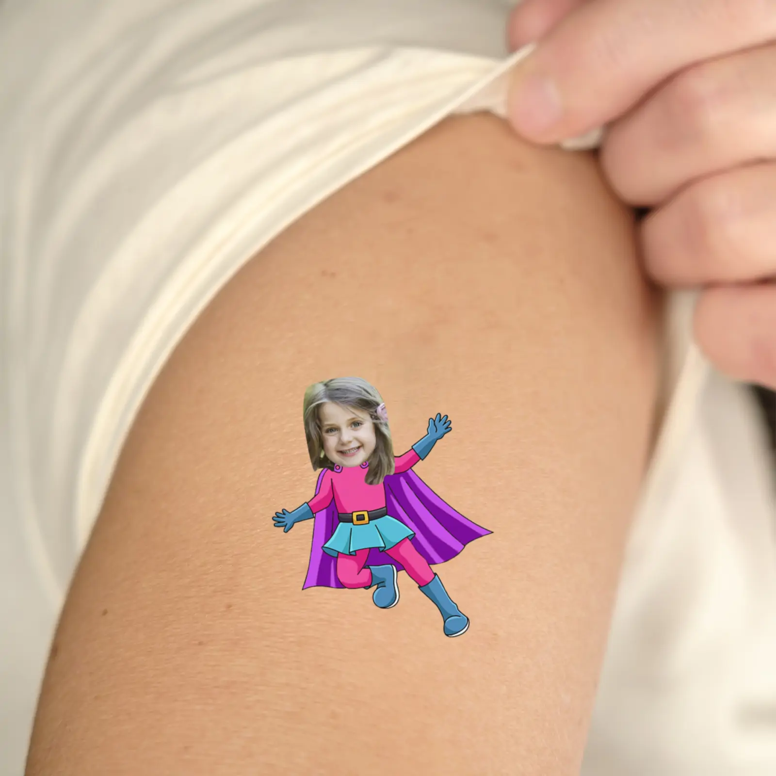 Pink Super Hero Temporary Tattoo temporary tattoo