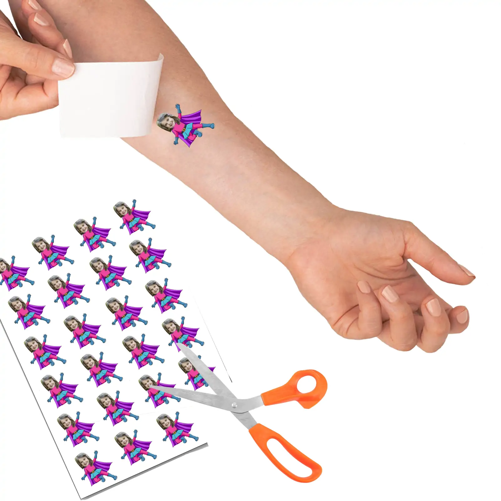 Pink Super Hero Temporary Tattoo temporary tattoo