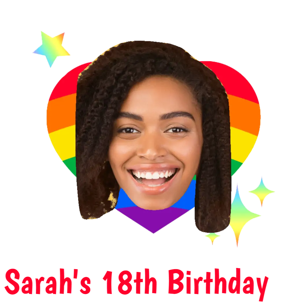 Birthday Face Temporary Tattoo with Rainbow Heart temporary tattoo