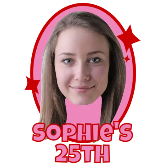 Birthday Face Temporary Tattoo with Retro Pink Frame temporary tattoo