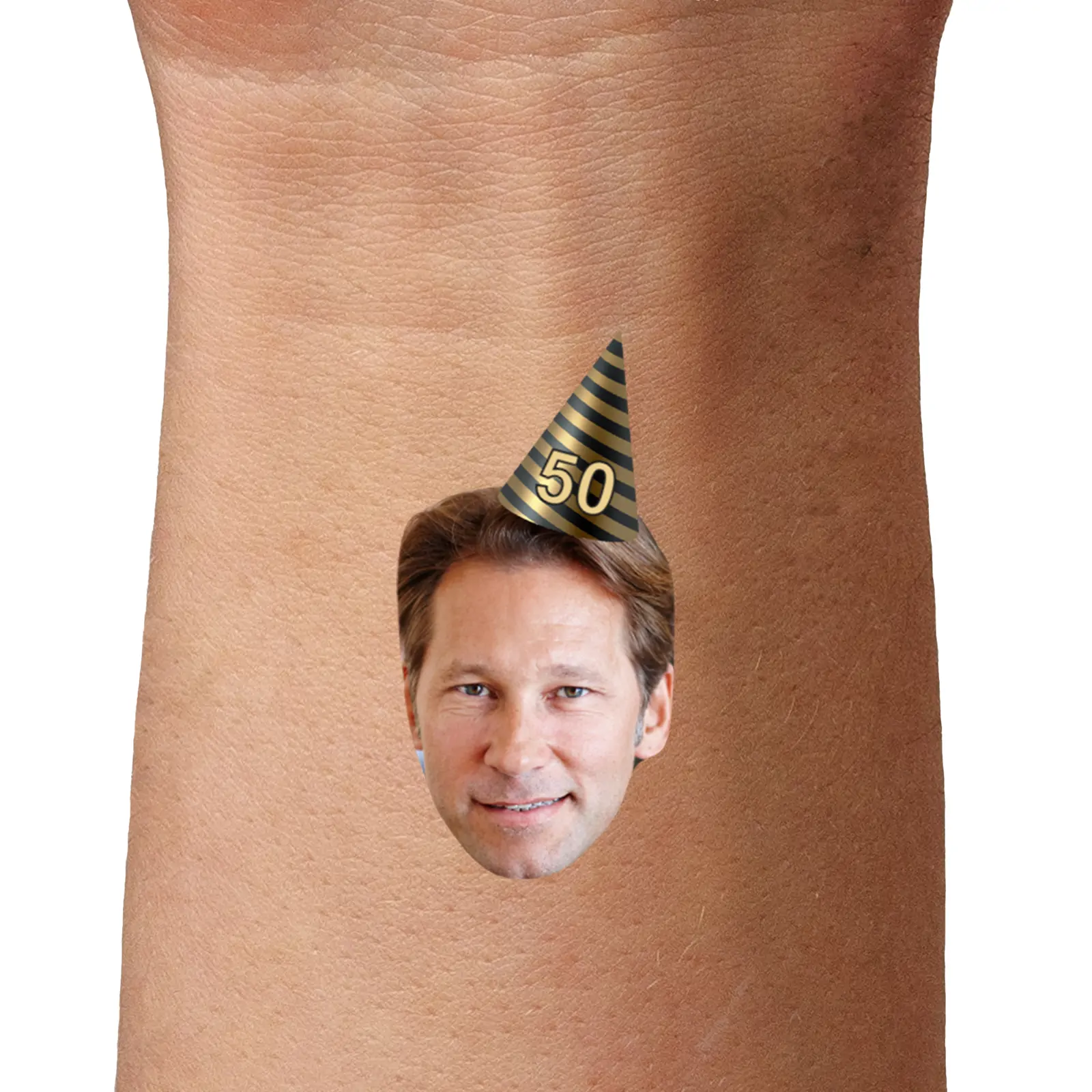 Birthday Party Hat Tattoos Black & Gold stripes temporary tattoo