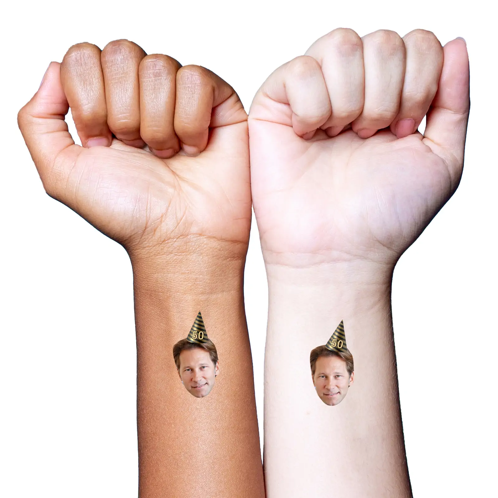 Birthday Party Hat Tattoos Black & Gold stripes temporary tattoo
