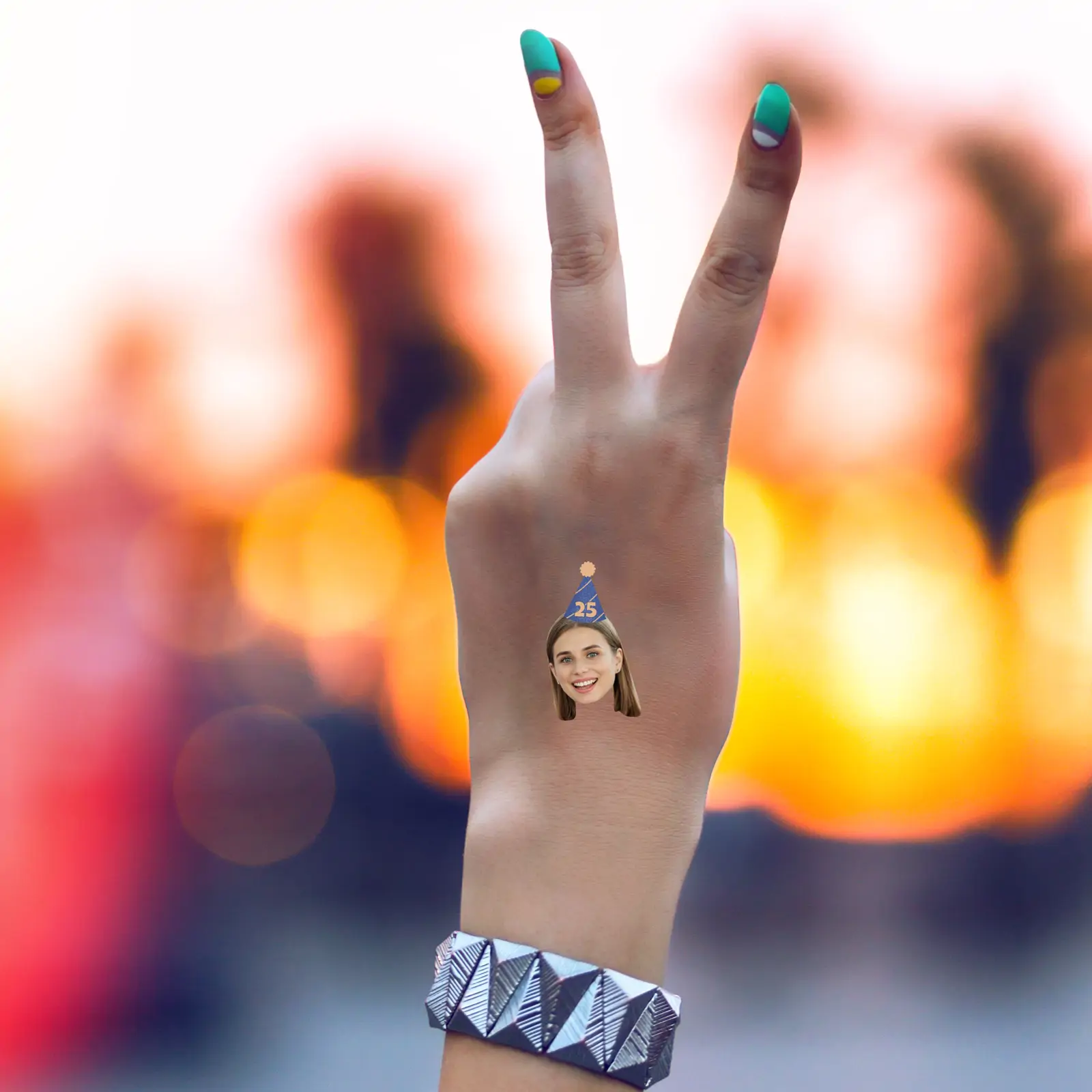 Blue Party Hat Temporary Tattoo, Custom Age temporary tattoo