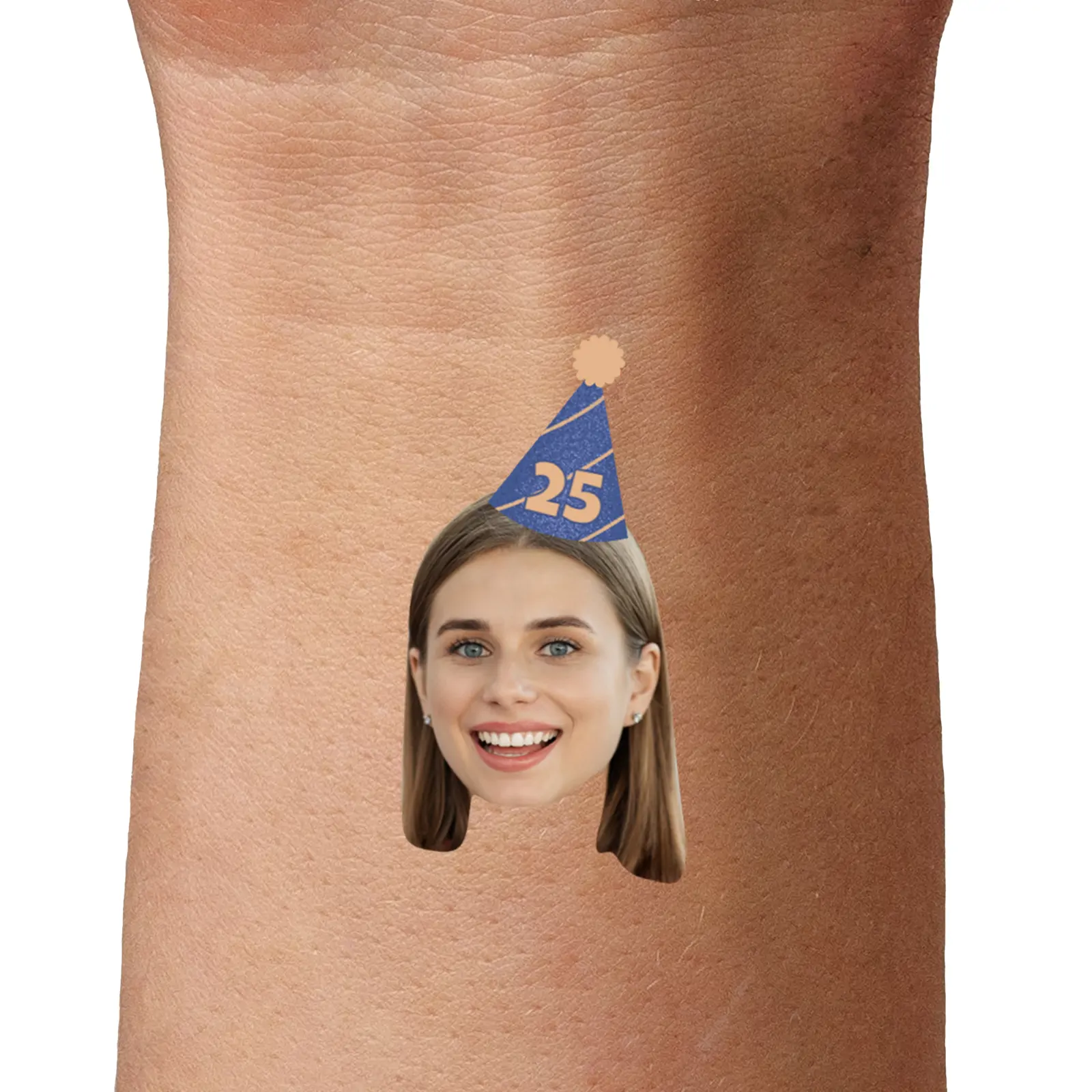 Blue Party Hat Temporary Tattoo, Custom Age temporary tattoo