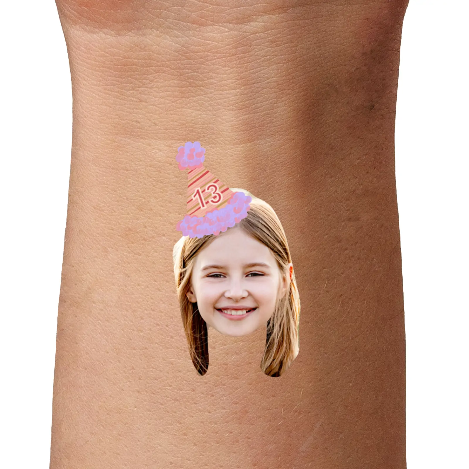 Pink & Purple Party Hat Temporary Tattoo temporary tattoo
