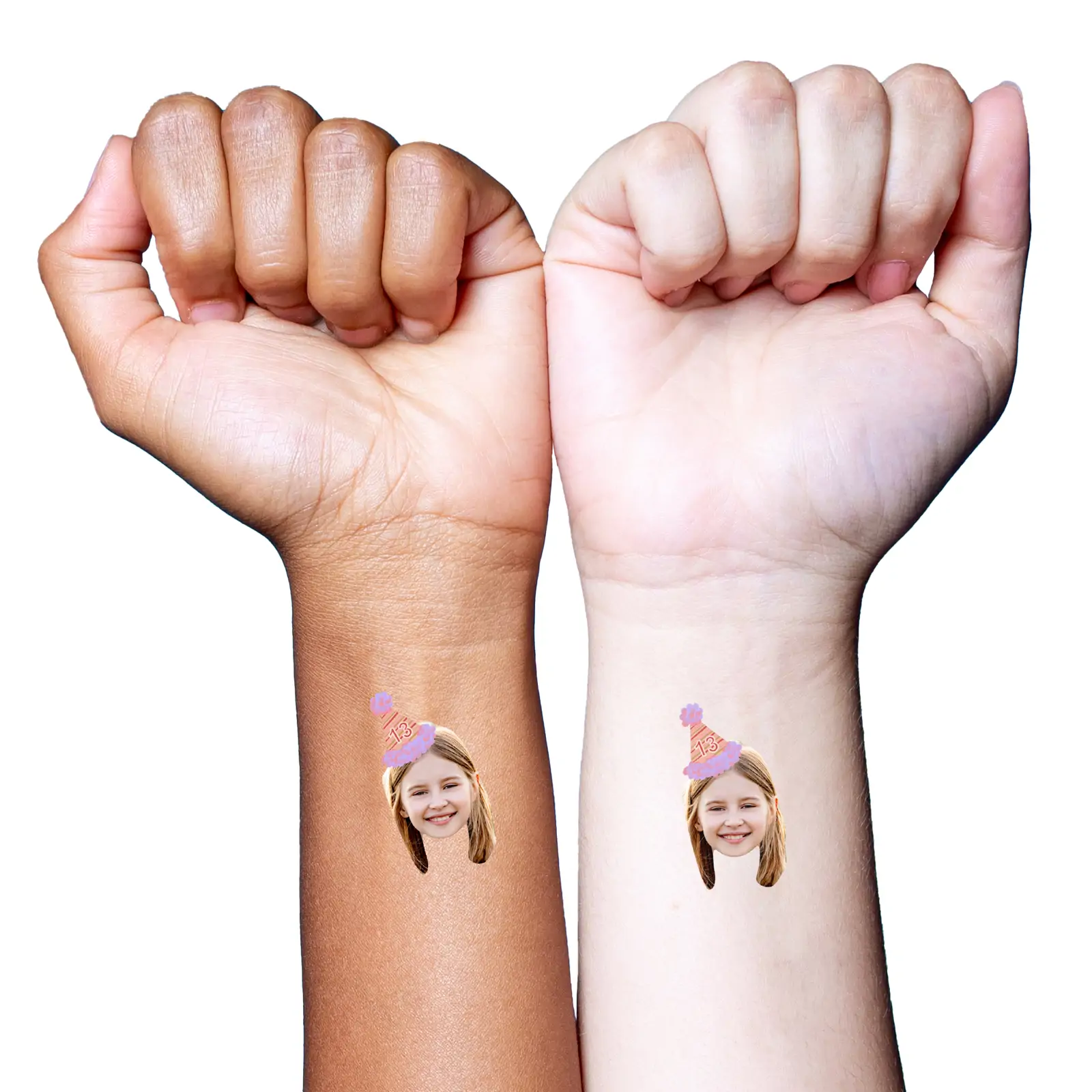 Pink & Purple Party Hat Temporary Tattoo temporary tattoo