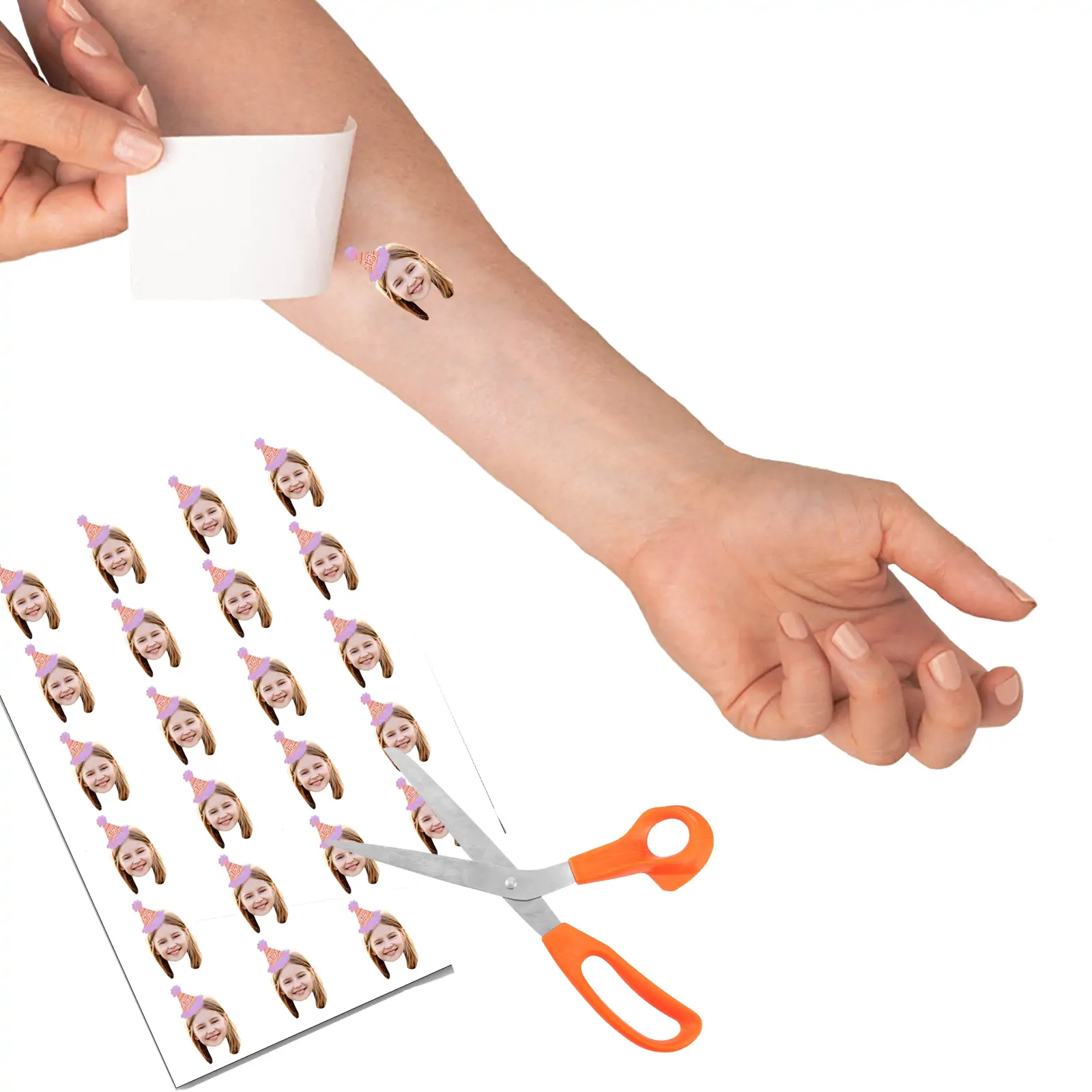 Pink & Purple Party Hat Temporary Tattoo temporary tattoo