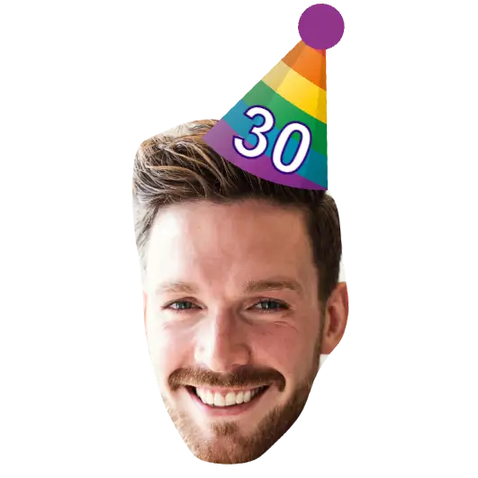 Birthday Face Temporary Tattoo with Rainbow Party Hat temporary tattoo