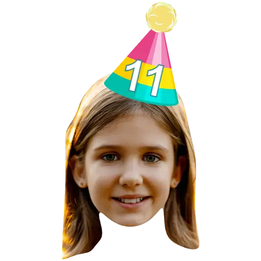 Birthday Face Temporary Tattoo with Pink Yellow and Green Party Hat temporary tattoo