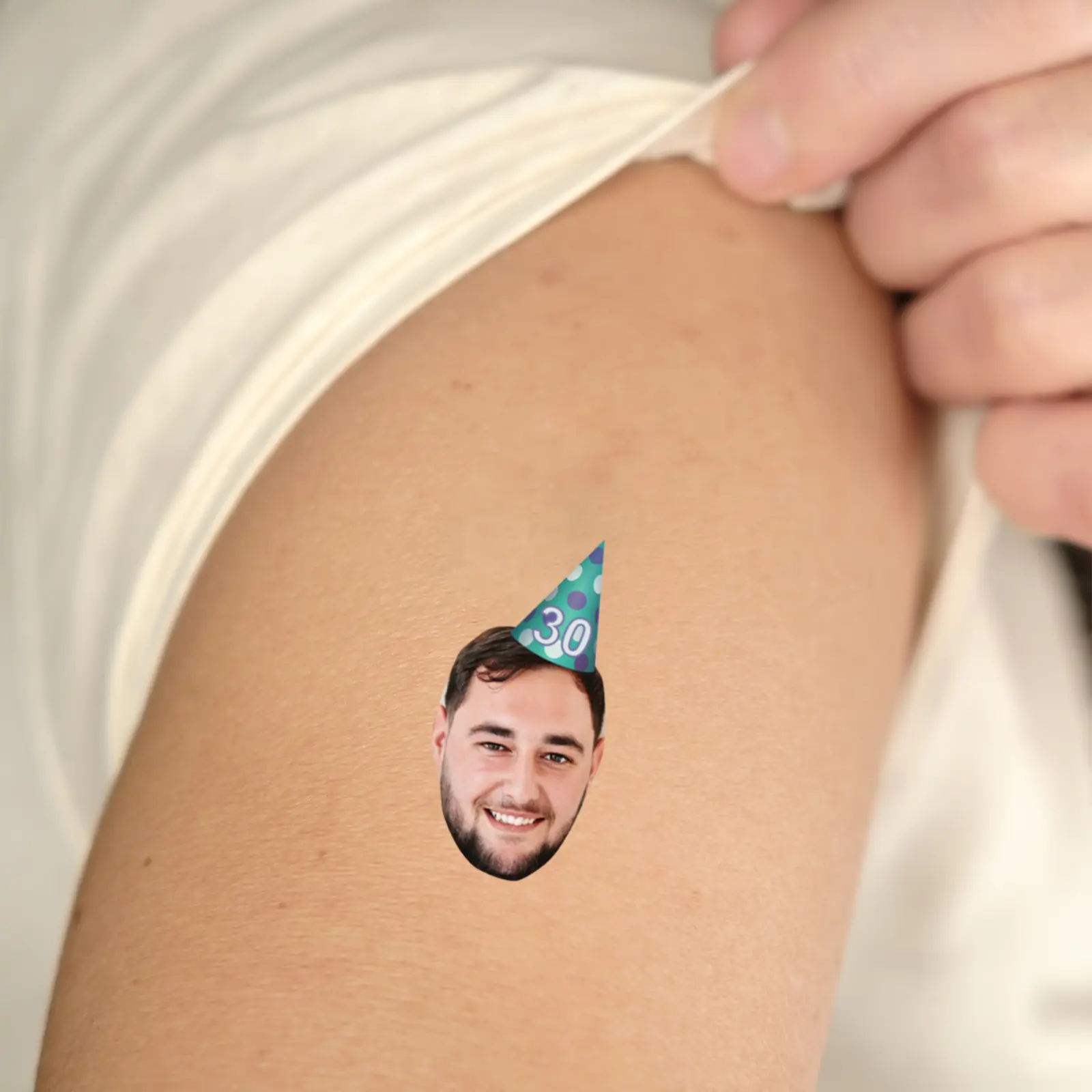 Green & Blue Polka Dot Party Hat Temporary Tattoo – Custom Age temporary tattoo