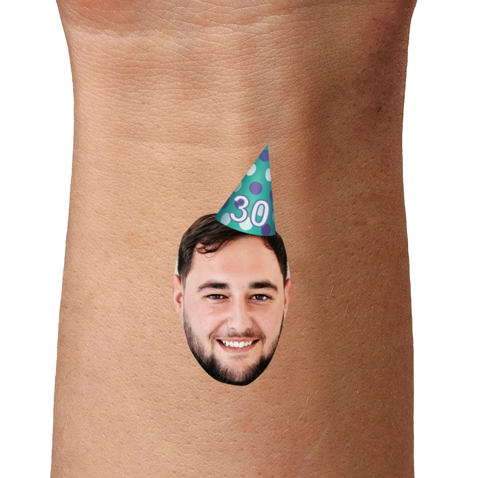Green & Blue Polka Dot Party Hat Temporary Tattoo – Custom Age temporary tattoo