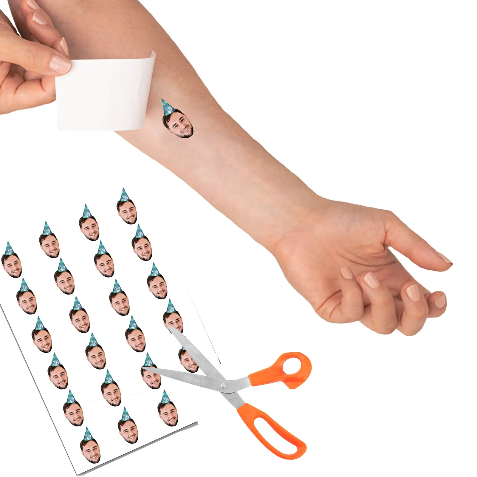 Green & Blue Polka Dot Party Hat Temporary Tattoo – Custom Age temporary tattoo