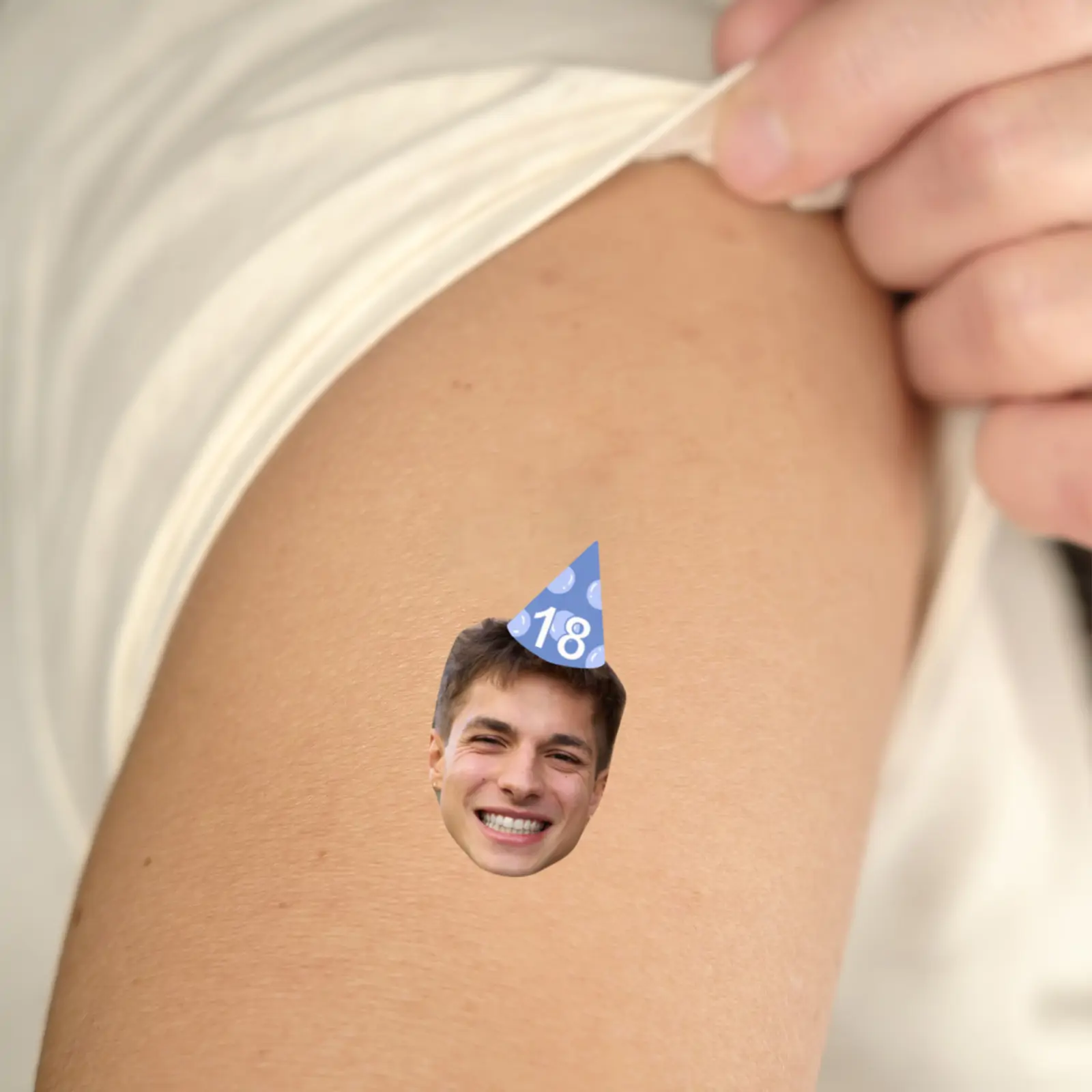 Birthday Face Temporary Tattoo with Party Hat temporary tattoo