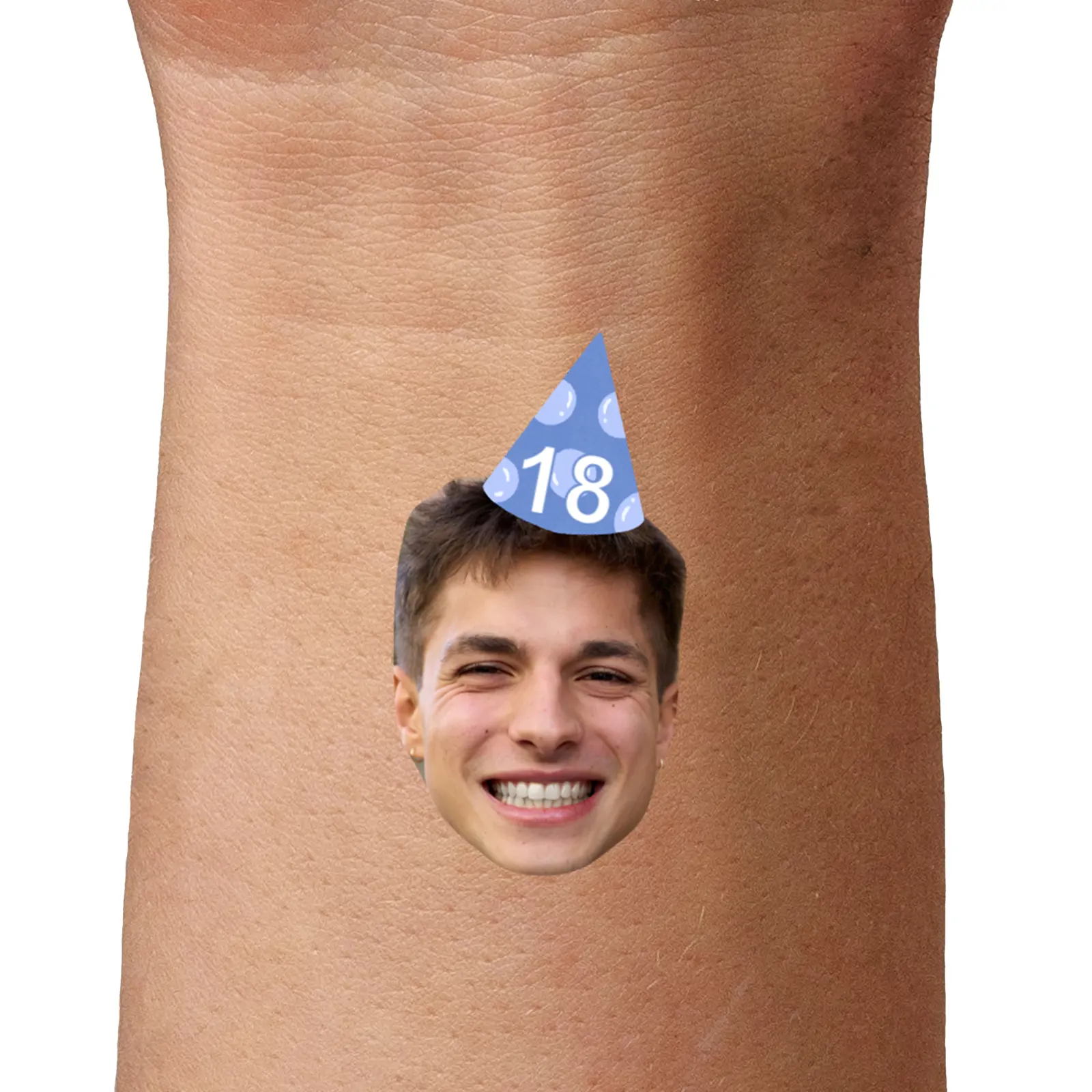 Birthday Face Temporary Tattoo with Party Hat temporary tattoo