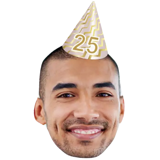 Birthday Face Temporary Tattoo with Gold Party Hat temporary tattoo