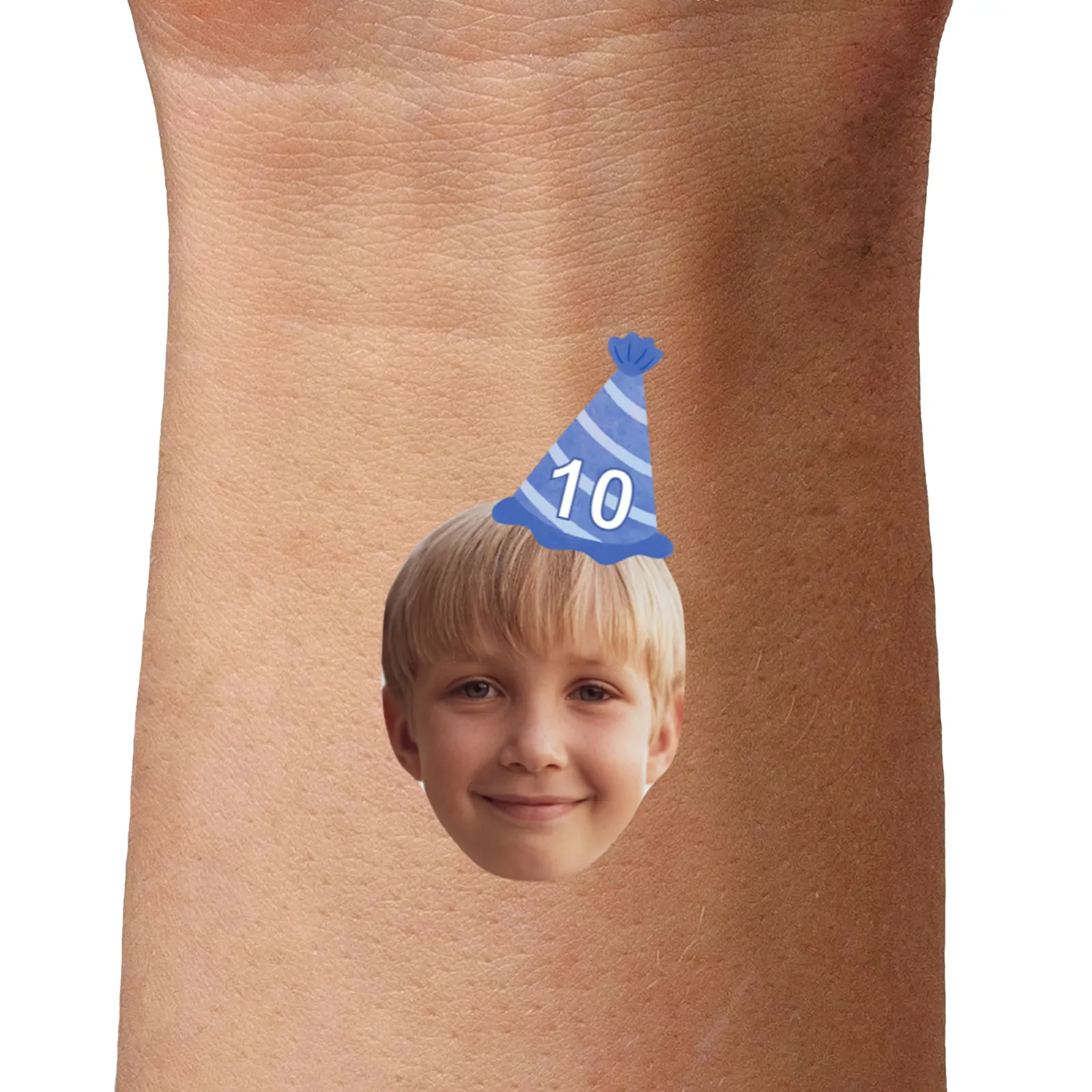 Birthday Face Temporary Tattoo with Blue Party Hat temporary tattoo