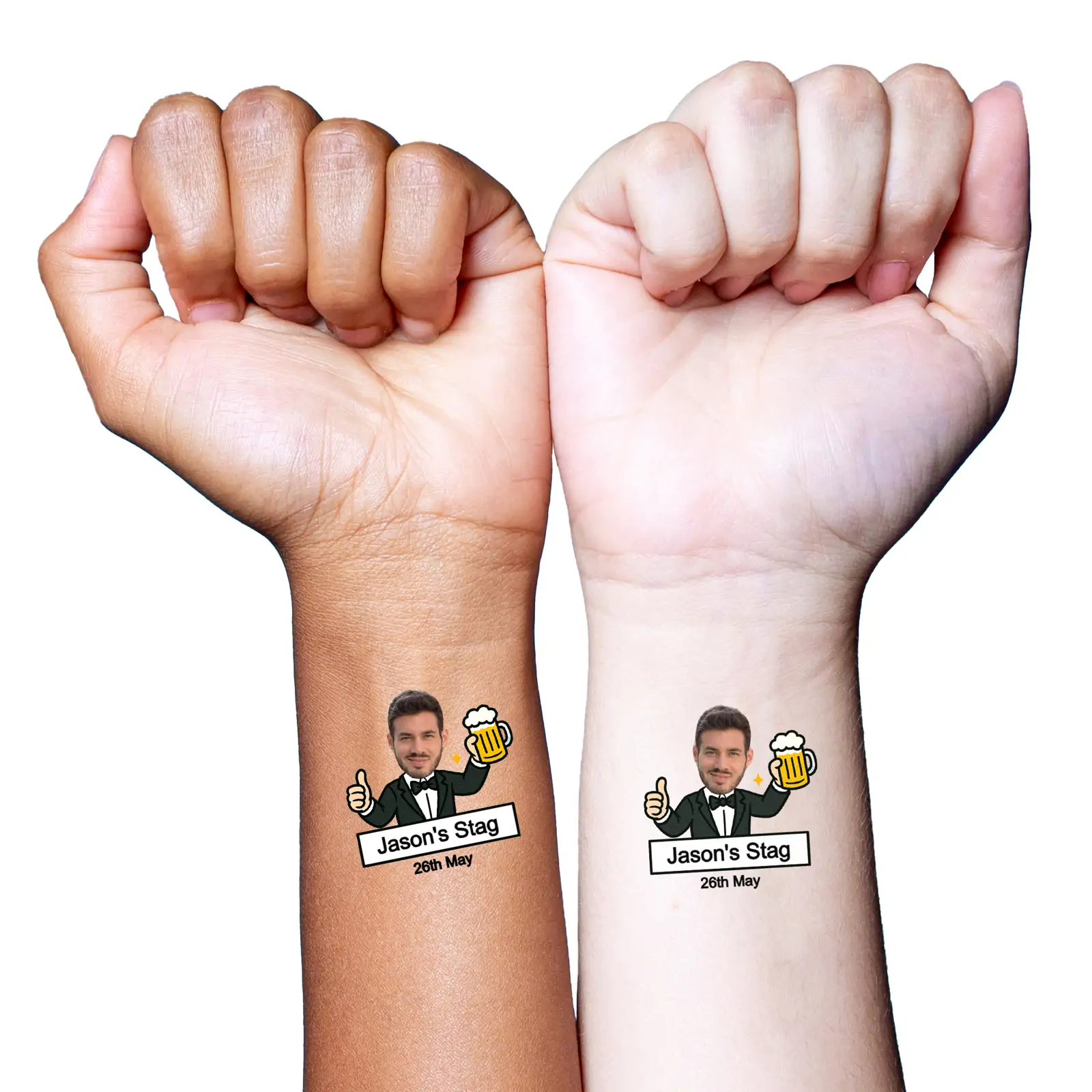 Suited and booted temporary tattoo