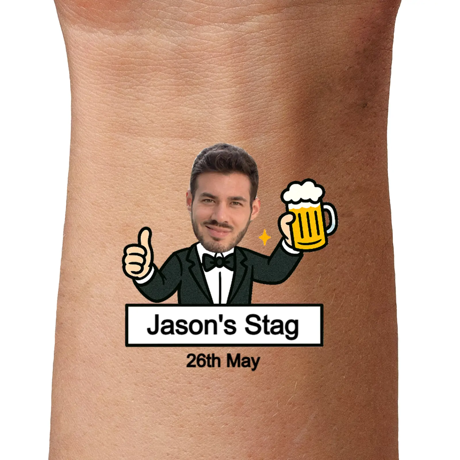 Suited and booted temporary tattoo