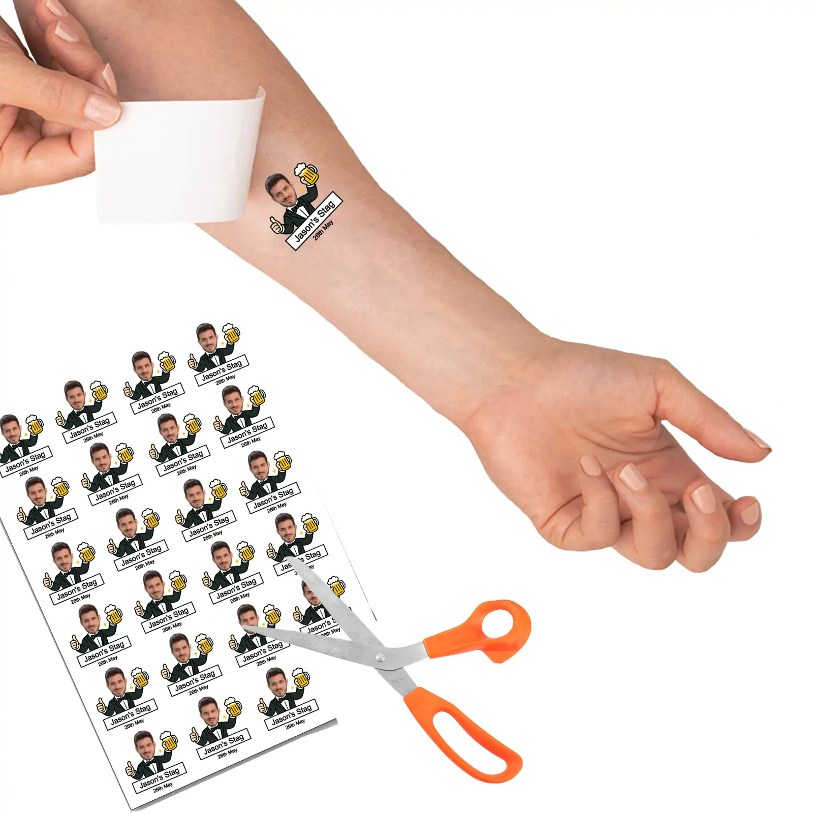 Suited and booted temporary tattoo