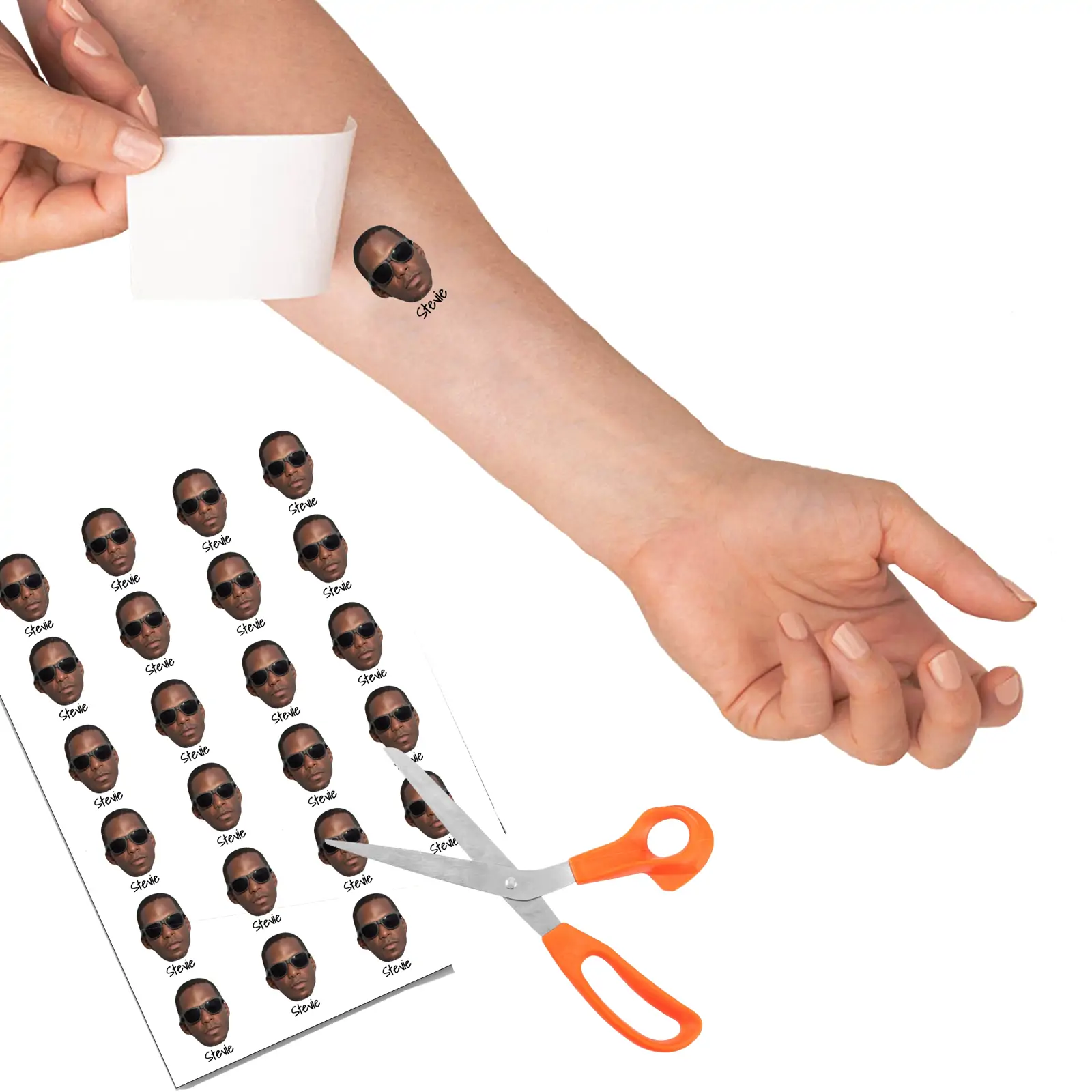 Face and text temporary tattoo