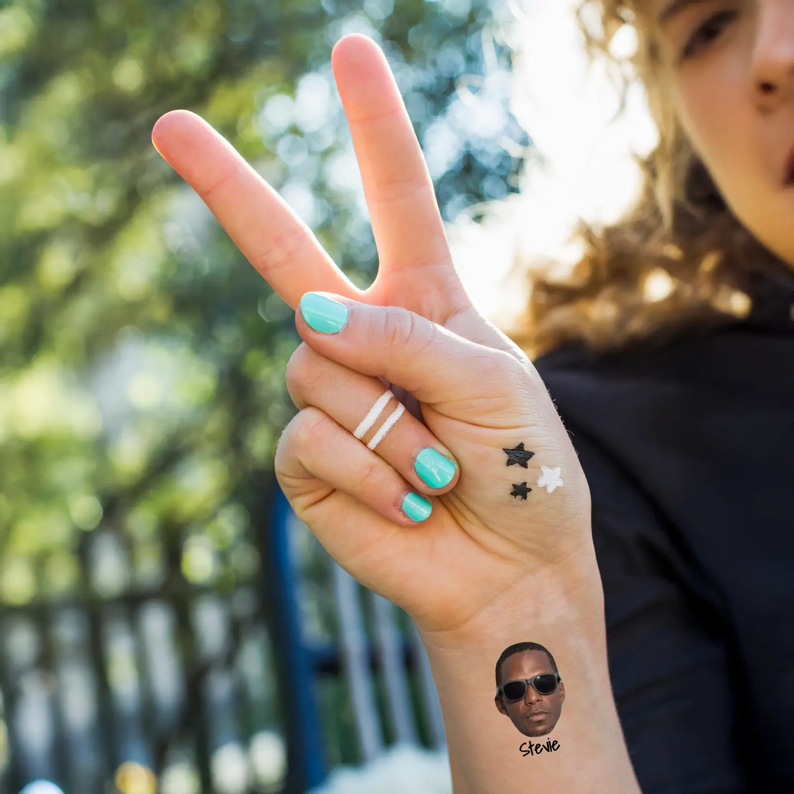 Face and text temporary tattoo