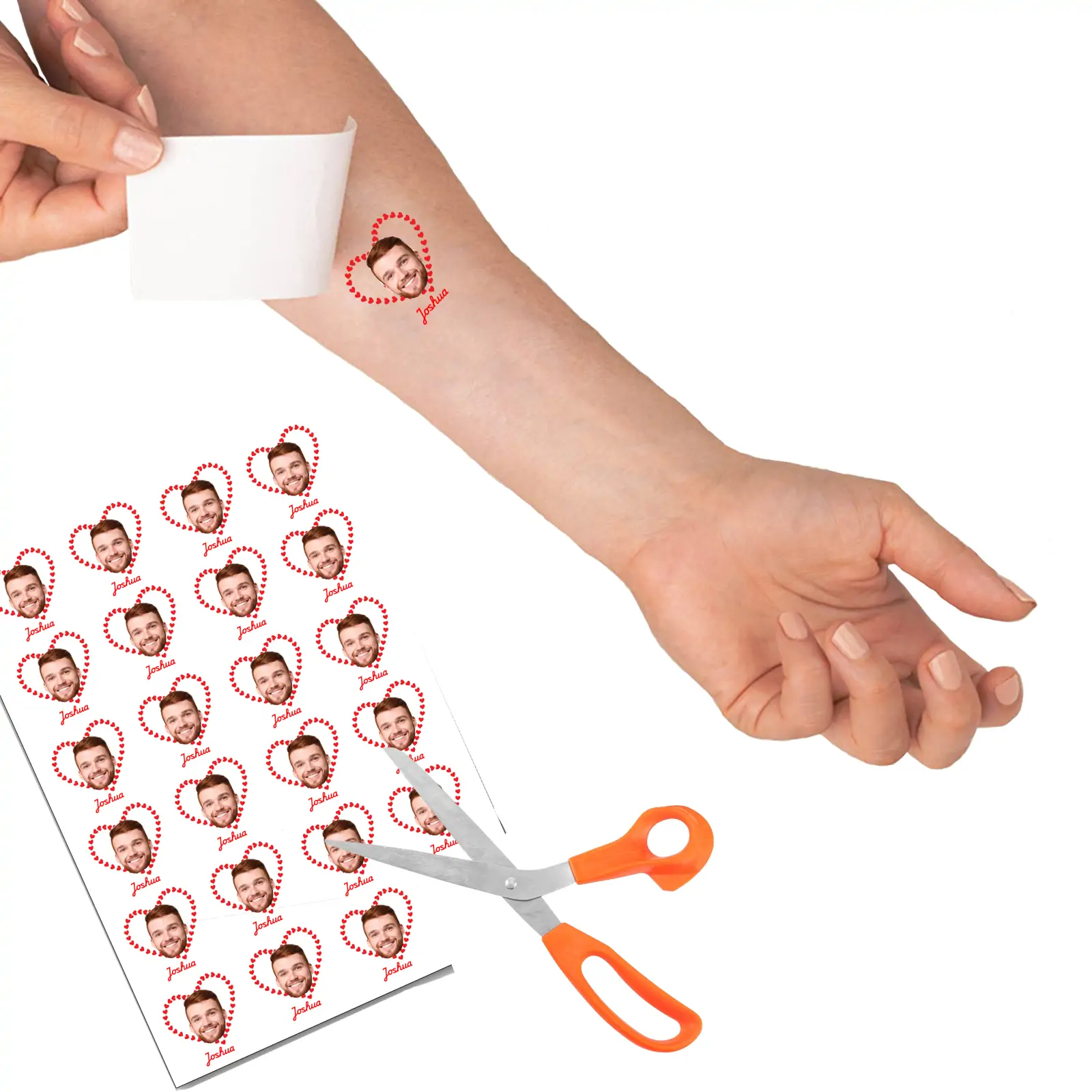 Love Hearts temporary tattoo