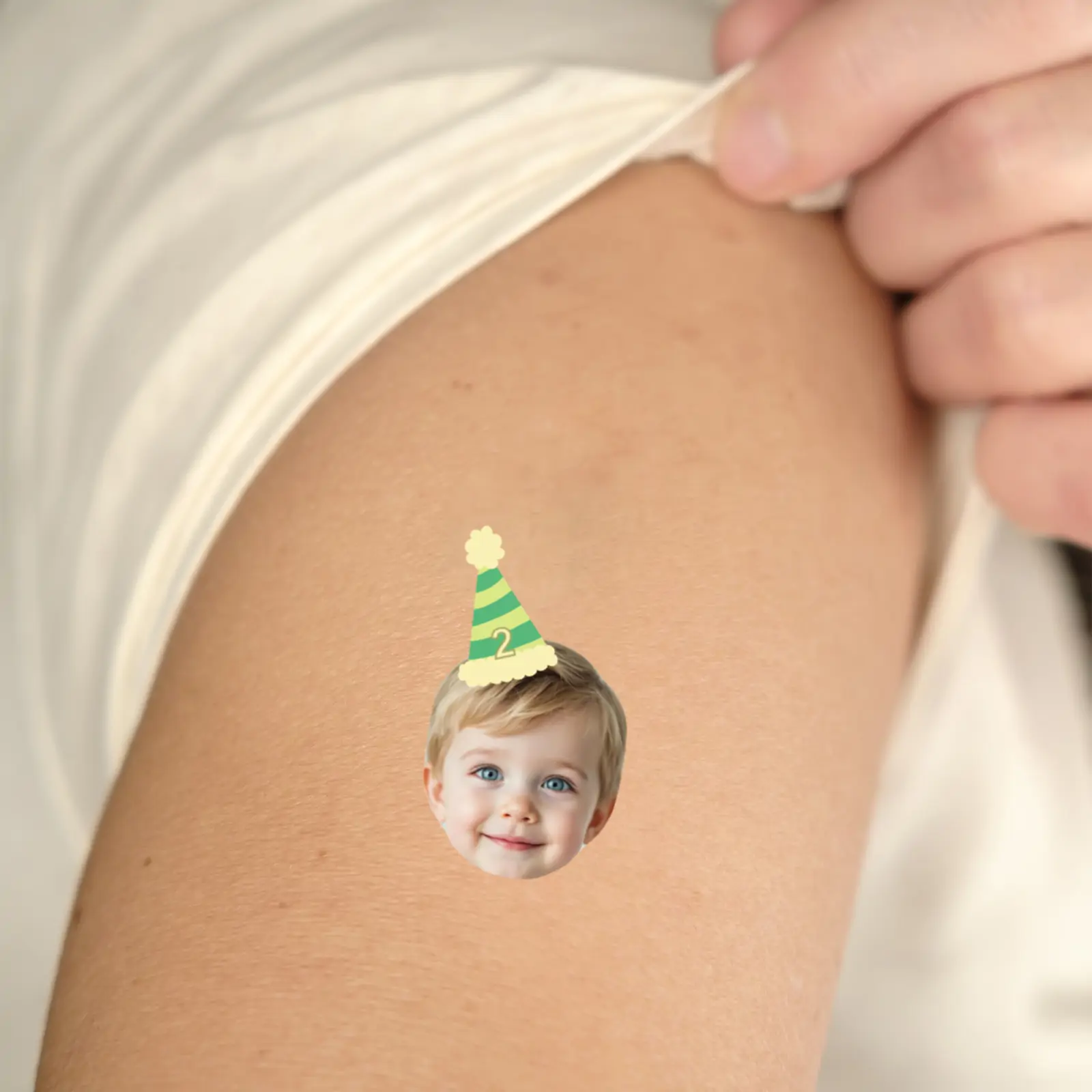 green hat temporary tattoo