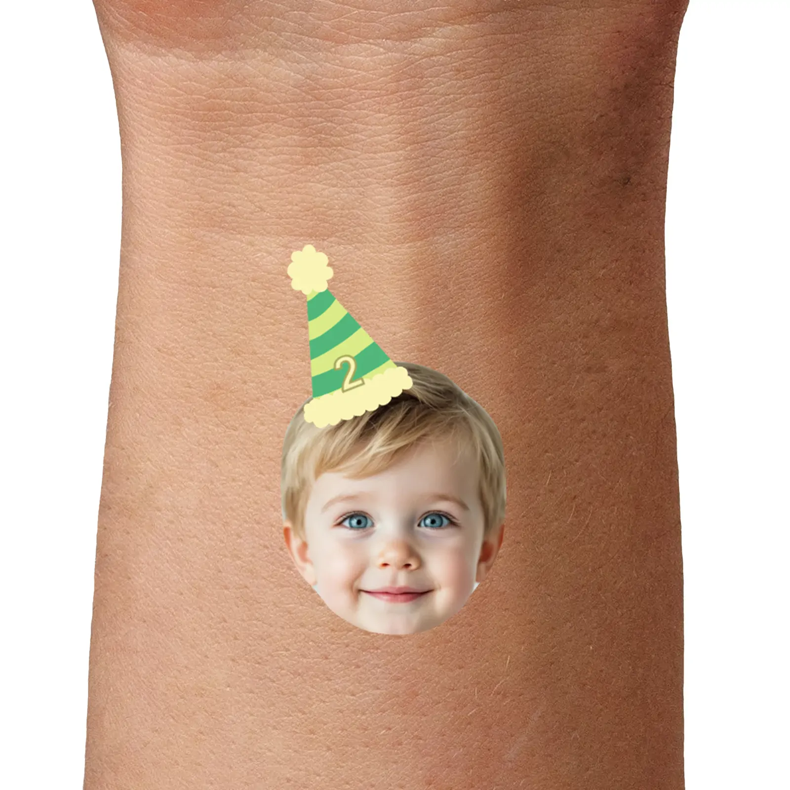 green hat temporary tattoo