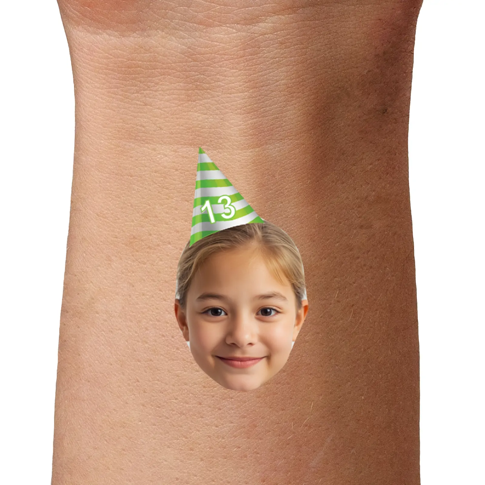 Green stripes hat temporary tattoo
