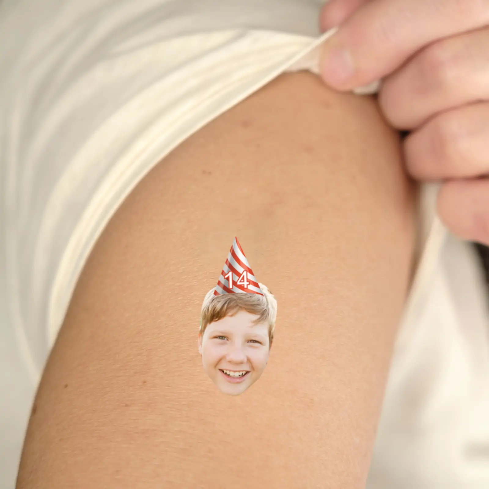 Red Stripes Hat temporary tattoo