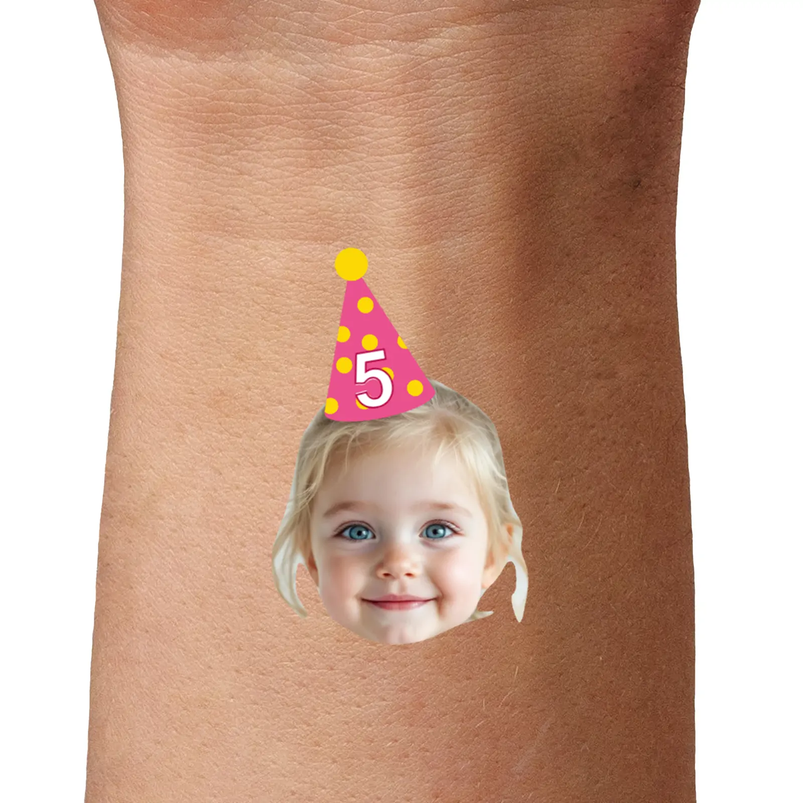 Pink with Yellow Spots Hat temporary tattoo