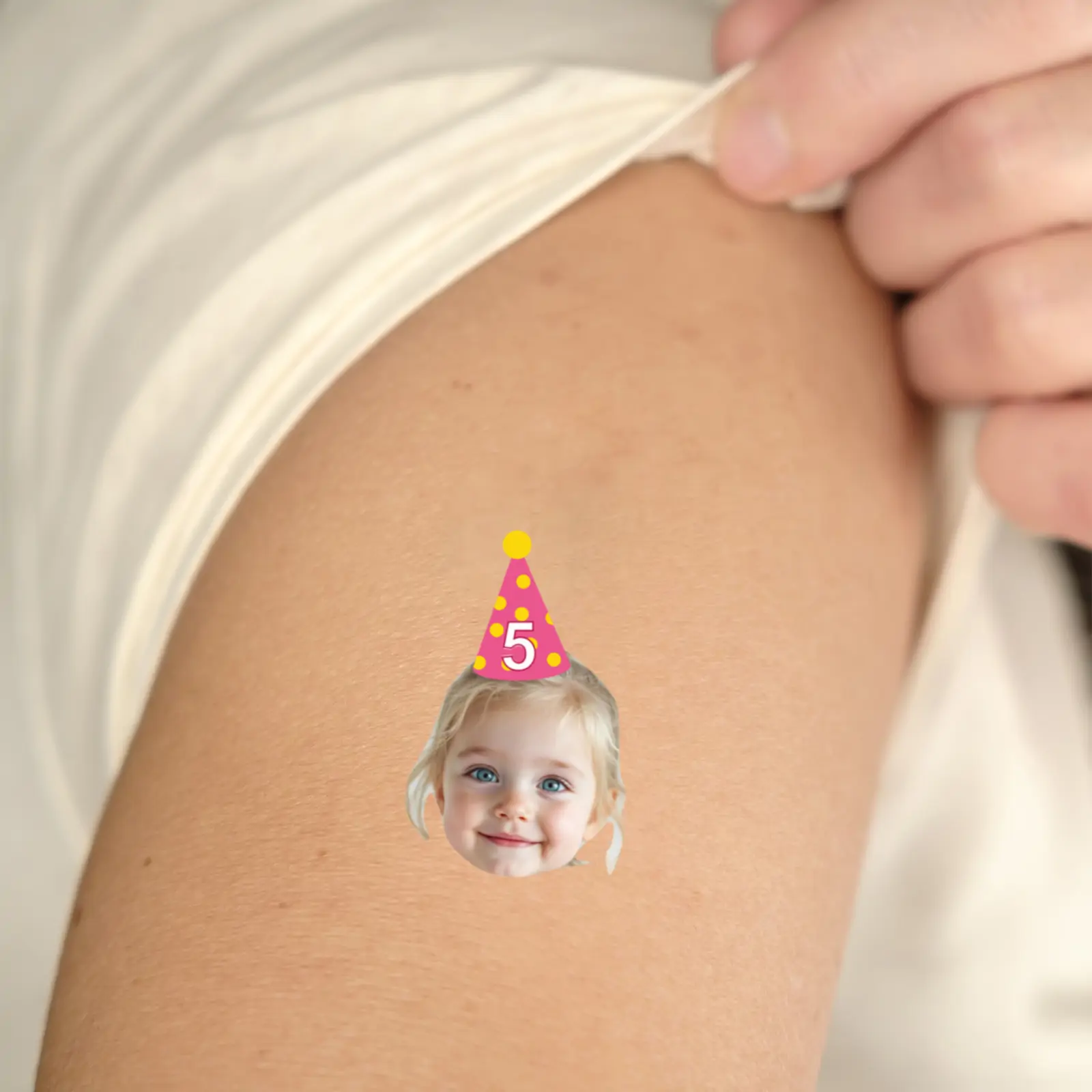 Pink with Yellow Spots Hat temporary tattoo