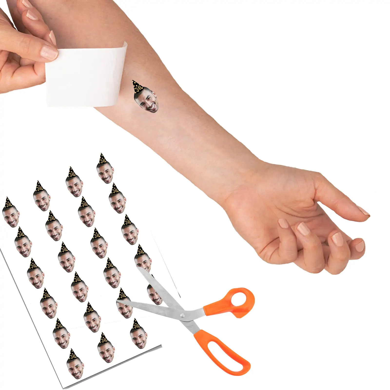 Black with gold spots hat temporary tattoo