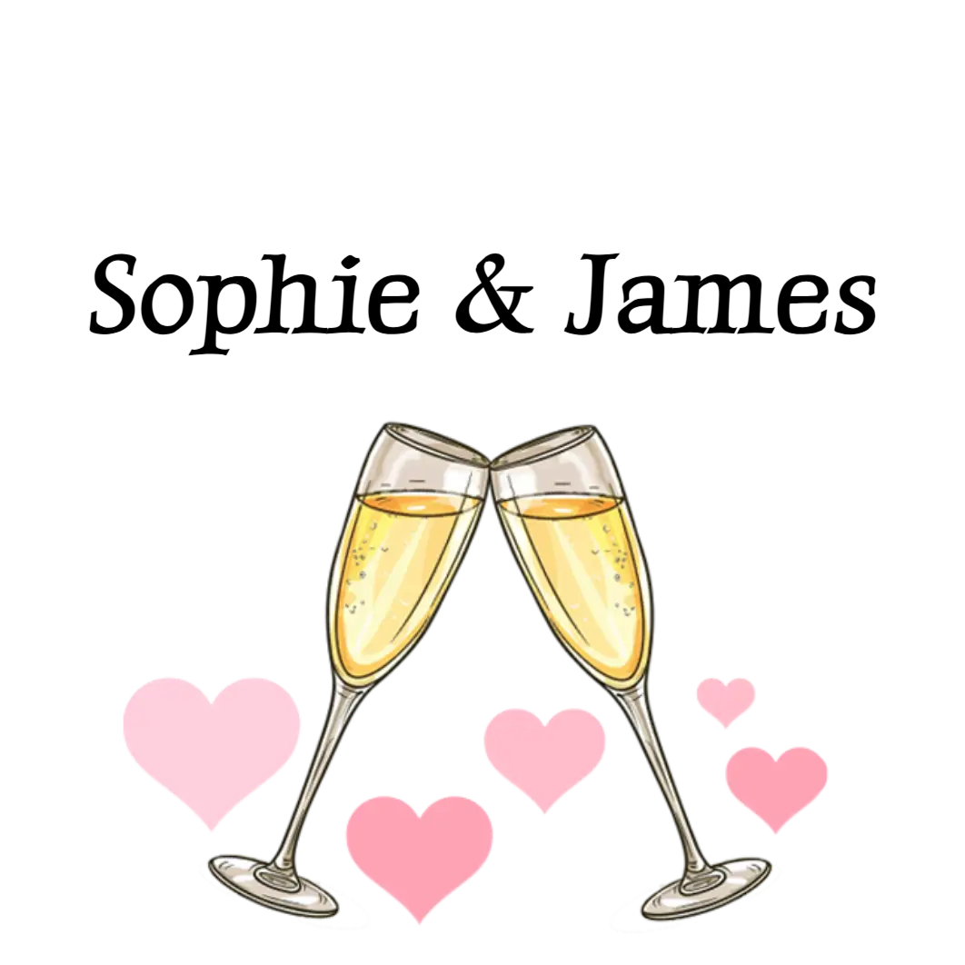 Champagne Flutes with Hearts temporary tattoo
