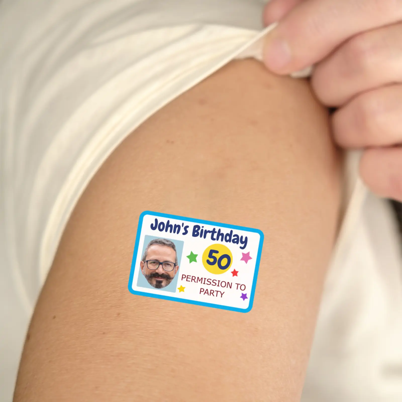 ID Card Blue Birthday temporary tattoo